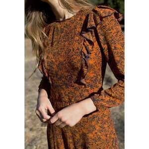 Christy Dawn The Mabel Woven Maxi Dress in Brown Fall Print Size Medium